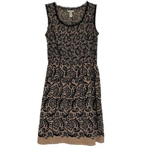 Rodarte for Target Dress Lace Print Fringe Sleeveless Black Beige Above Knee XS